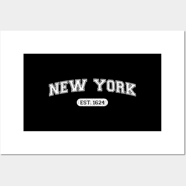 Classic College-Style New York 1624 Distressed University Design Wall Art by Webdango